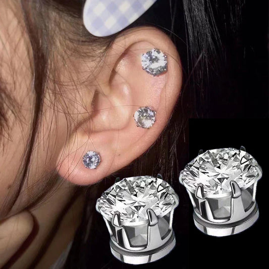1 Pair White Magnetic Earrings Magnet Ear Clips Men Women Stud Earring